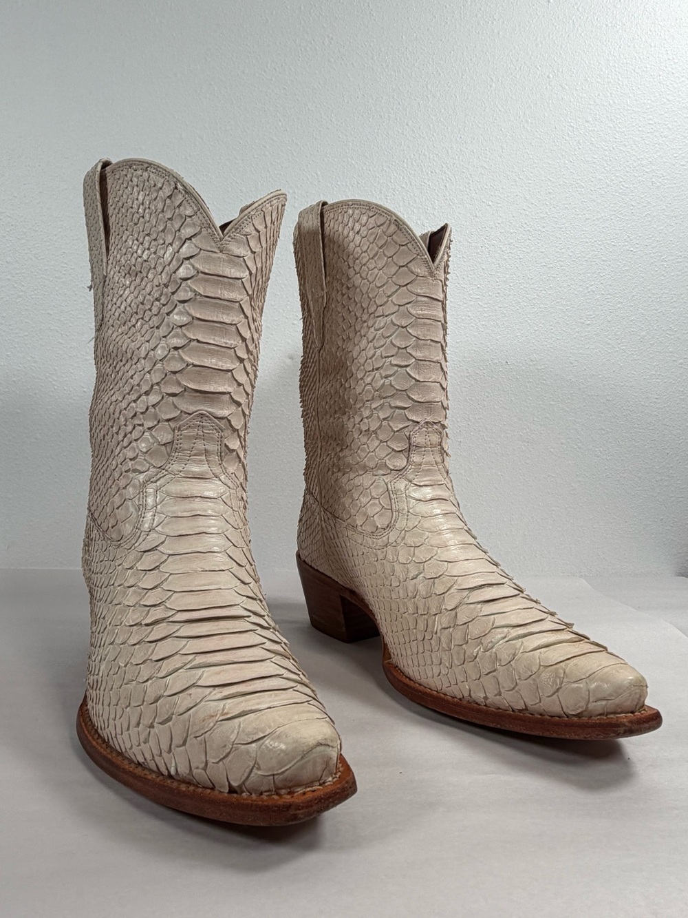 Tecovas Savannah Women's Exotic Western Boots Size 12 B Bone Full Python